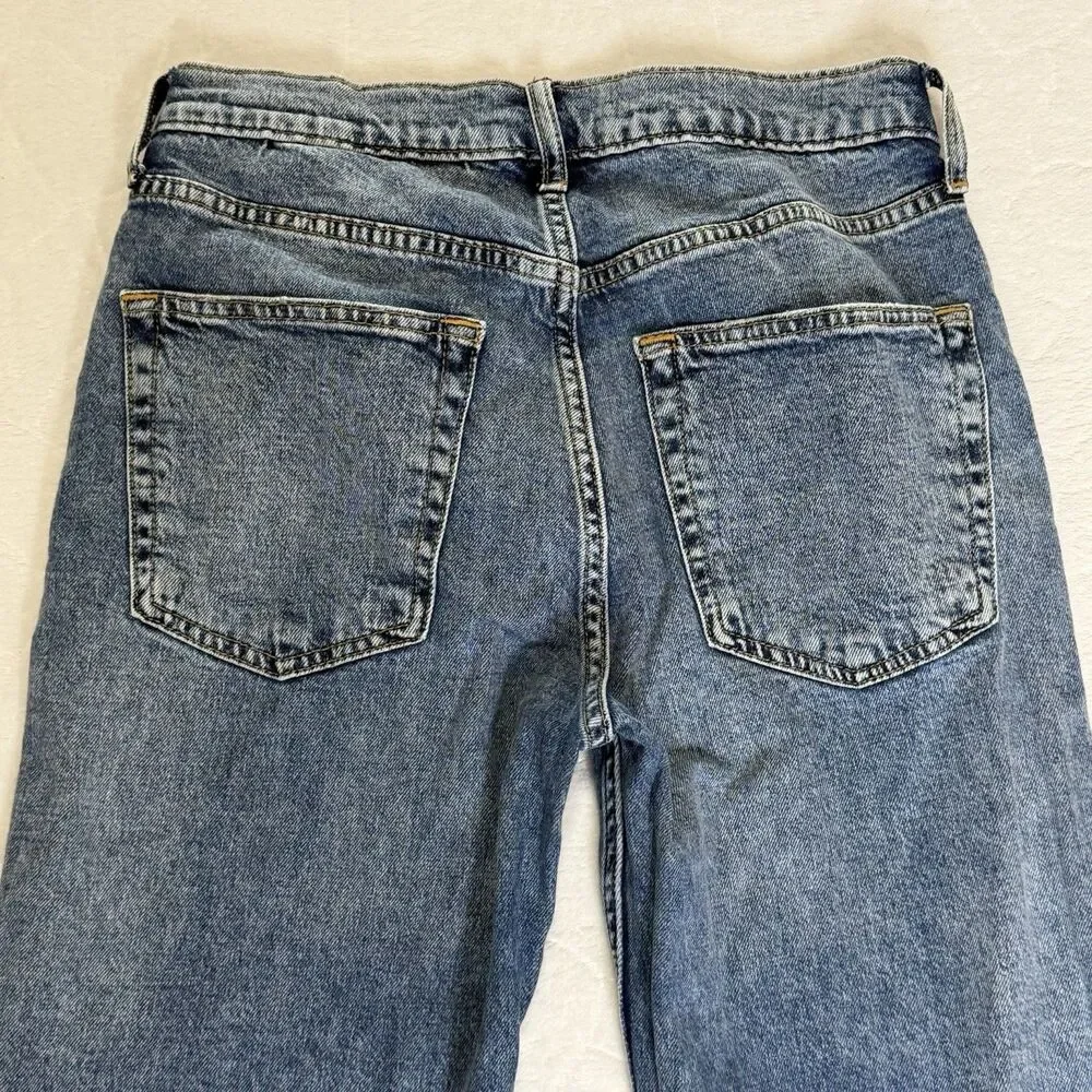 GAP '90s Loose Mid Rise Distressed Ripped Raw Hem Jeans Light Wash Women's 24 00